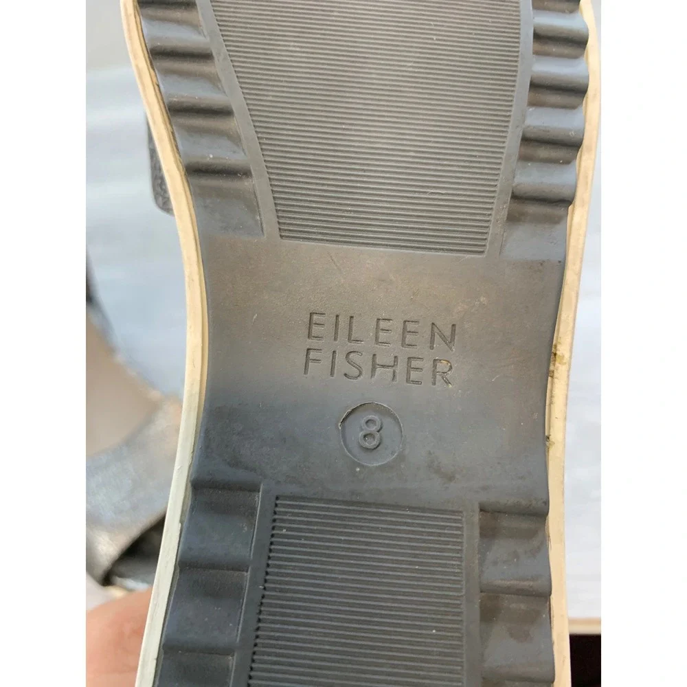 Eileen Fisher Women's Sandals Metallic Crackle Leather Wedge 8 Casual Shoes